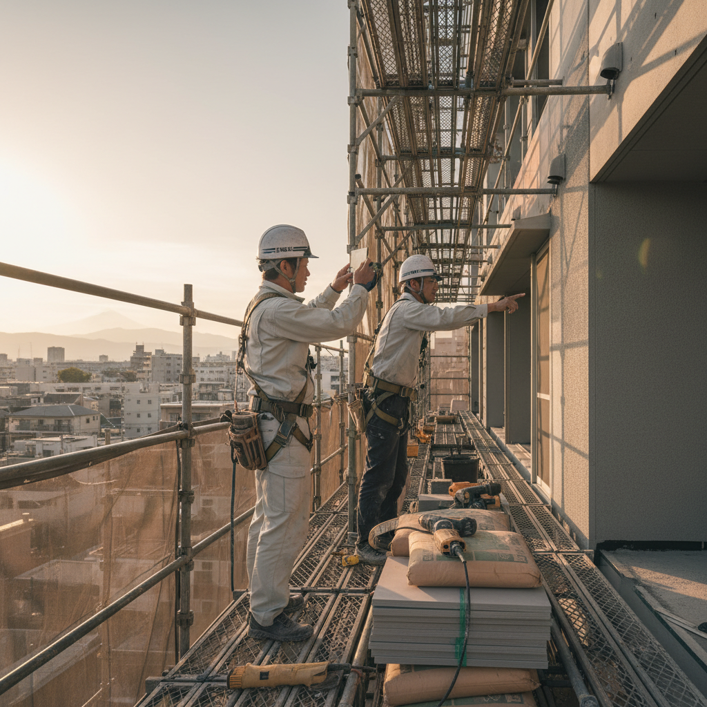 外壁工事の写真を面ごとに整理するイメージ