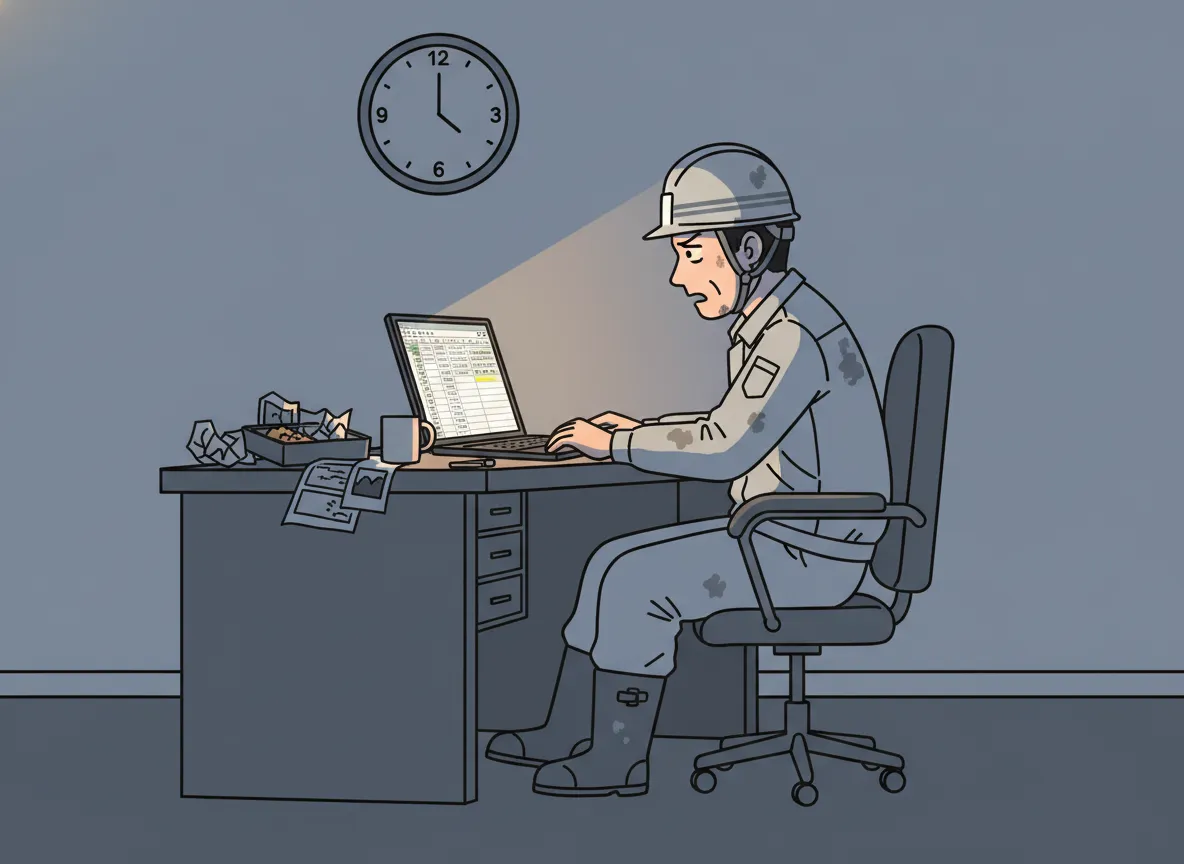 Excelでの工事写真台帳作成に苦労するイメージ