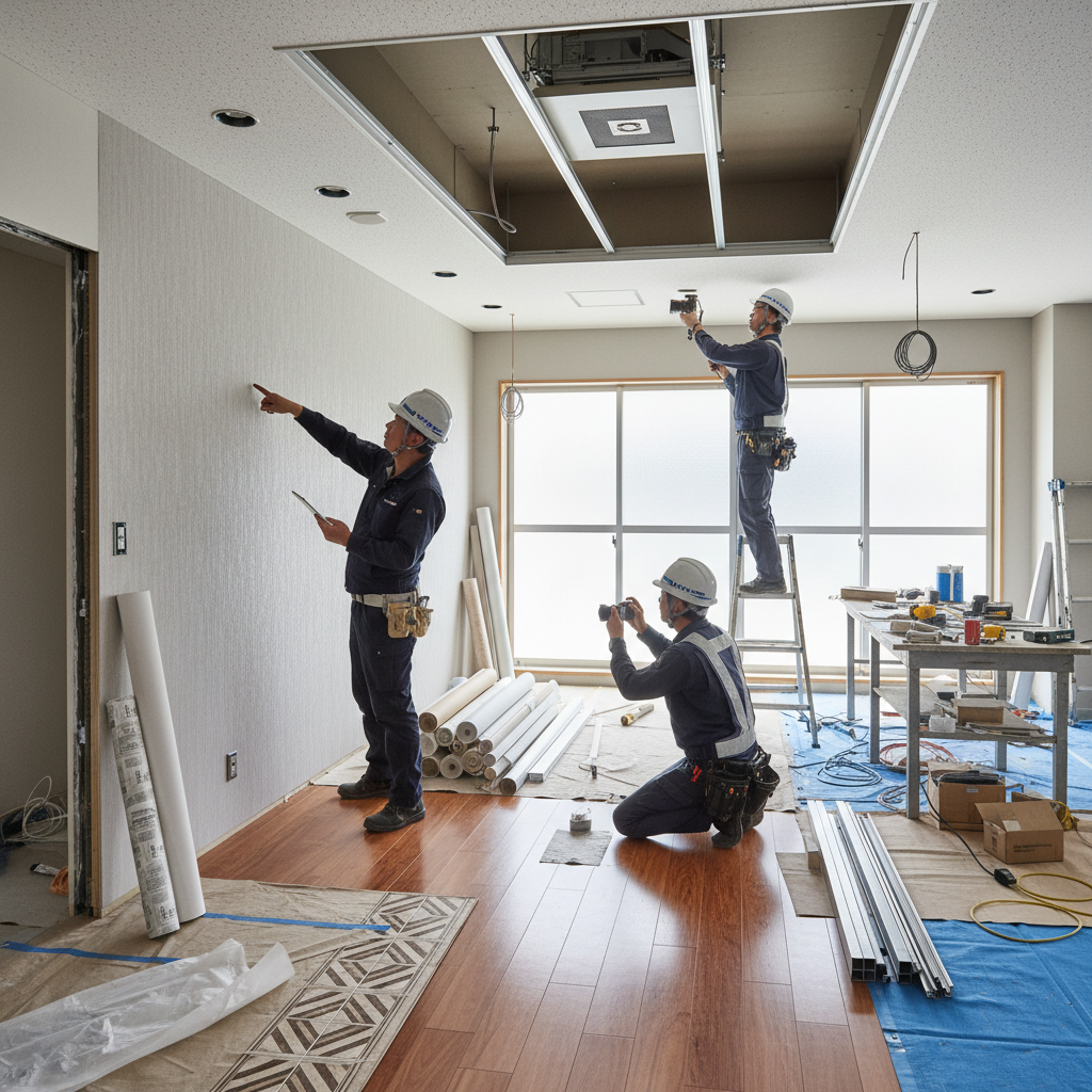 内装工事の下地処理の様子