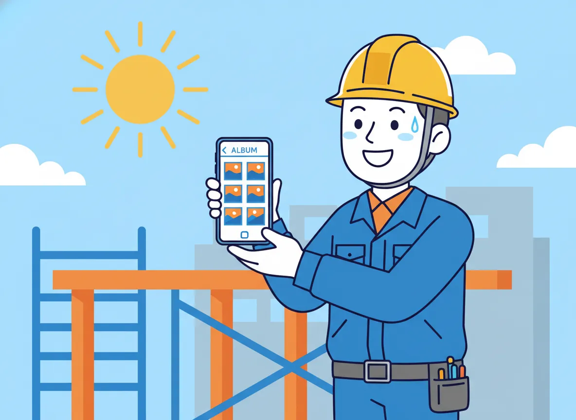 スマホで簡単に工事写真台帳を作成するイメージ