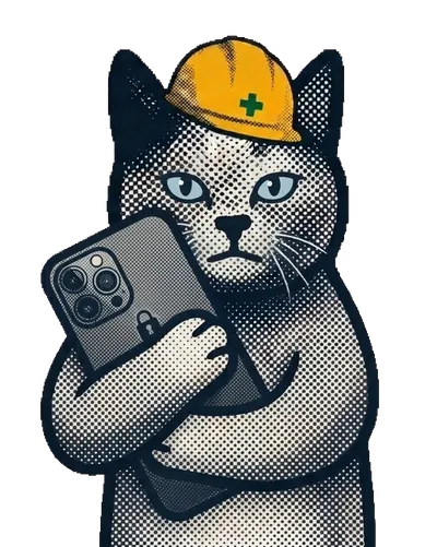 スマホを抱える猫