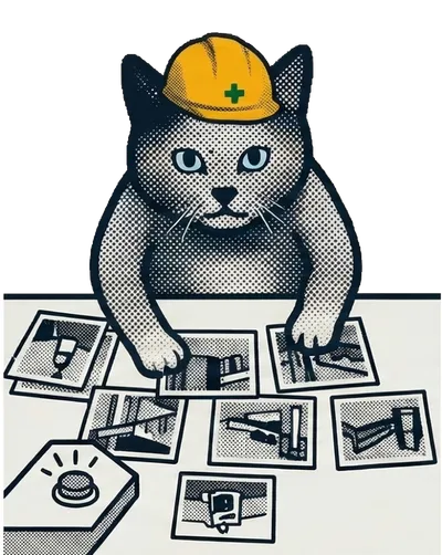 写真を並べる猫